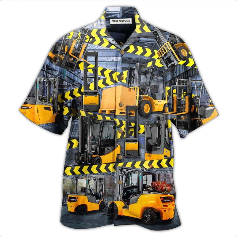 Hawaiian Shirt / Adults / S Truck Be Careful For Yellow Klift Trucks Are Coming Here - Hawaiian Shirt - Reefox