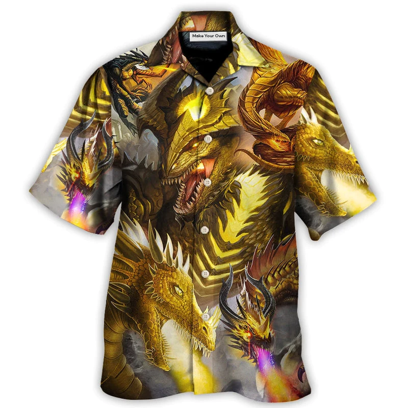 Hawaiian Shirt / Adults / S Dragon Gold Skull Lover Fight Art Style - Hawaiian Shirt - Reefox