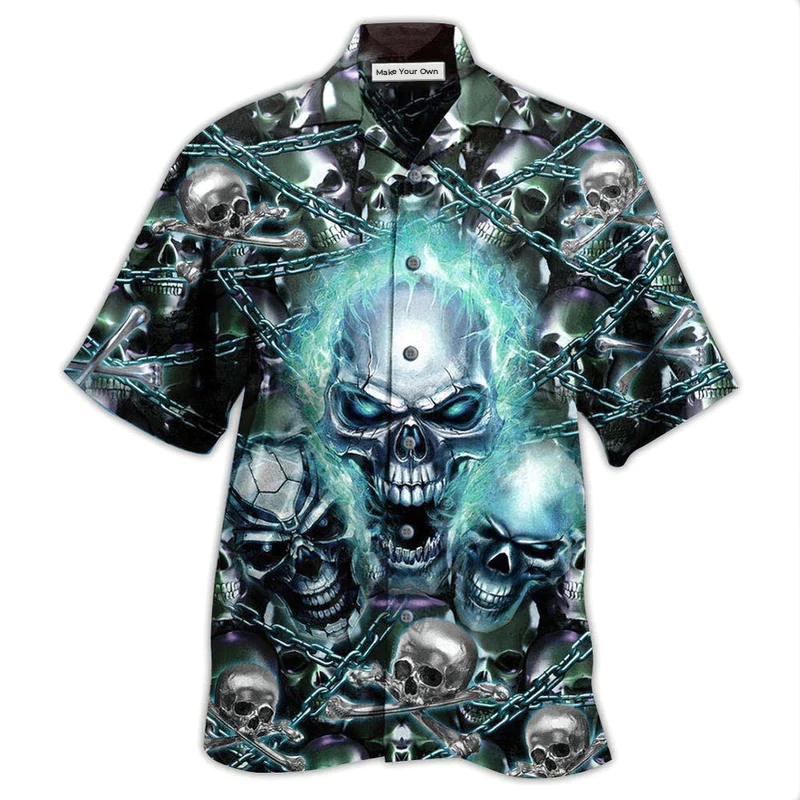 Hawaiian Shirt / Adults / S Skull Screaming Blue Style - Hawaiian Shirt - Reefox