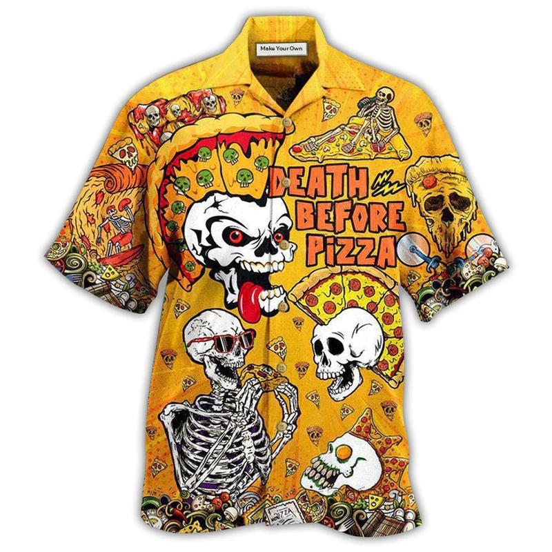 Hawaiian Shirt / Adults / S Food We're Death Before Nice Pizza - Hawaiian Shirt - Reefox