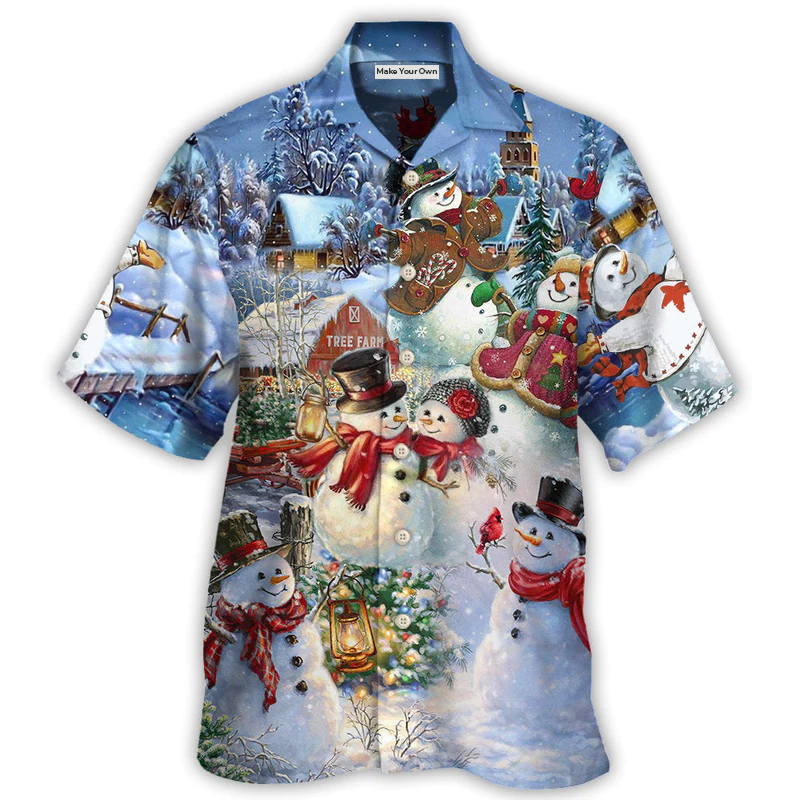 Hawaiian Shirt / Adults / S Christmas Snowman Lover Happy Couple Snowman - Hawaiian Shirt - Reefox