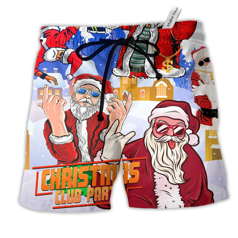 Beach Short / Adults / S Christmas Santa Dances Like A Star - Beach Short Reefox - Owls Matrix LTD