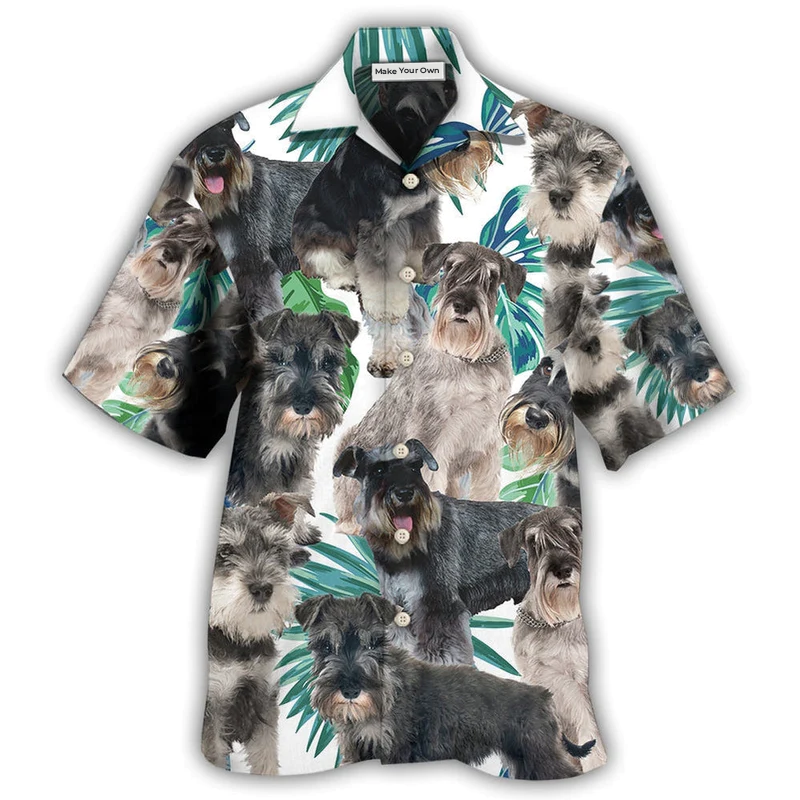 Hawaiian Shirt / Adults / S Schnauzer Dog Tropical Leaf Cool - Hawaiian Shirt - Reefox
