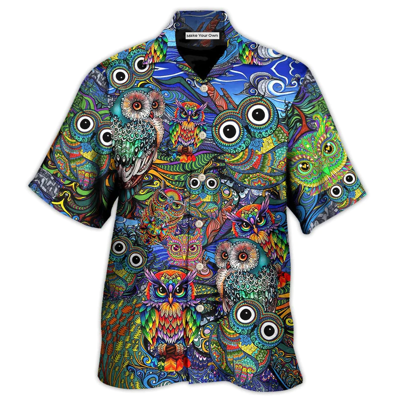 Hawaiian Shirt / Adults / S Hippie Owls Peace Life Mix Color Nice Style - Hawaiian Shirt - Reefox