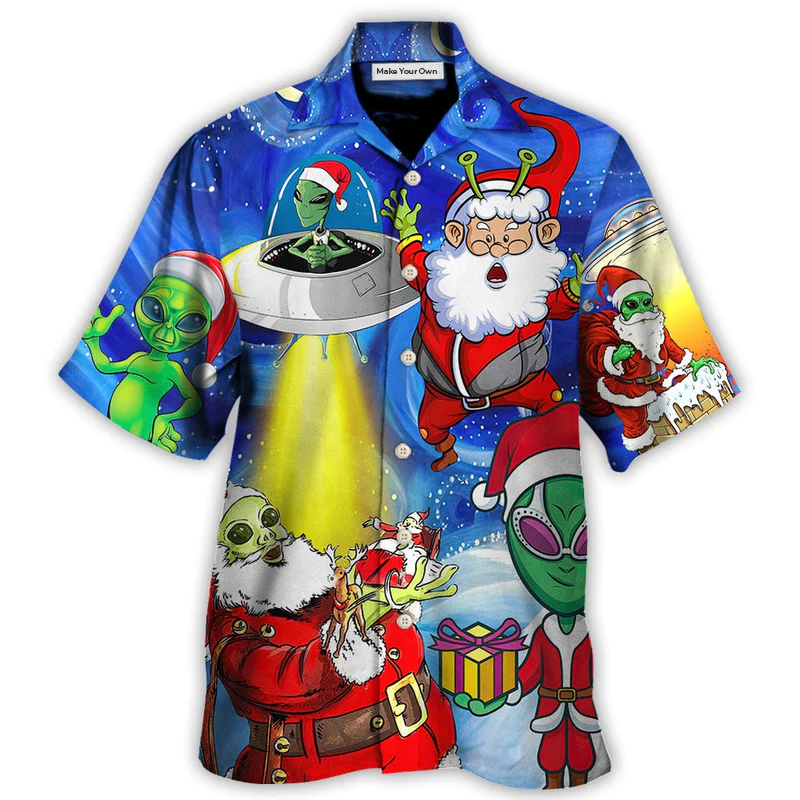 Christmas Santa Is An Alien Magic Night Funny - Hawaiian Shirt - Reefox