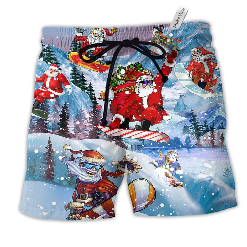 Beach Short / Adults / S Christmas Close To Heaven Down To Earth Snowboarding - Beach Short Reefox - Owls Matrix LTD
