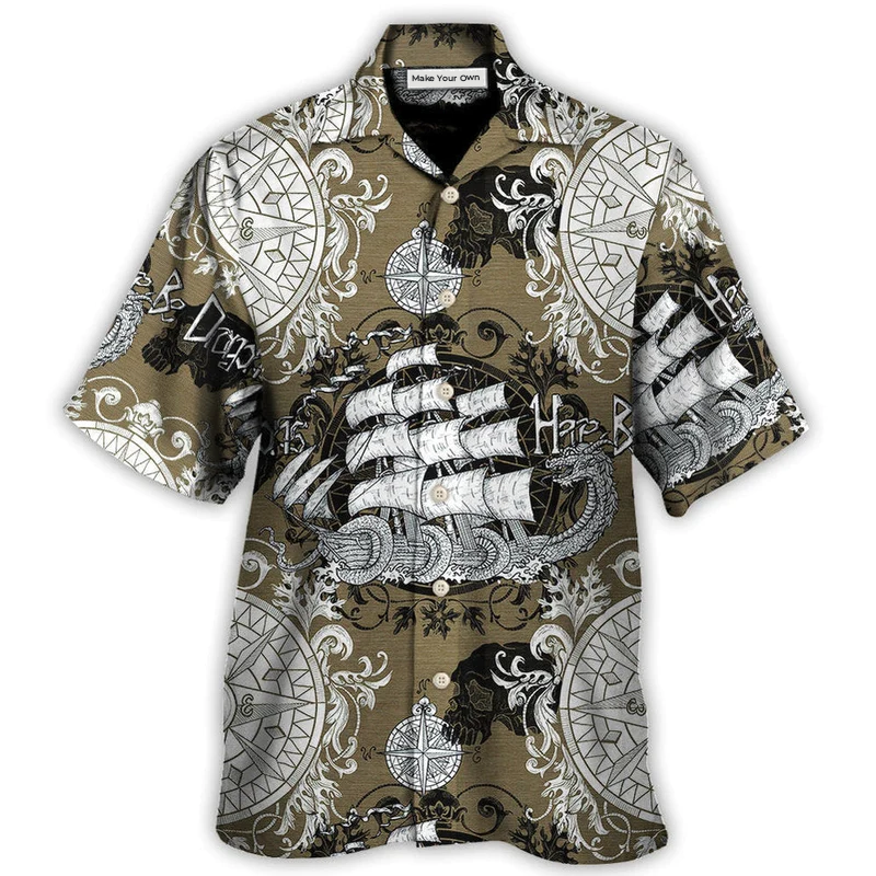 Hawaiian Shirt / Adults / S Dragon Old Ship Vintage Anchor Sea Life - Hawaiian Shirt - Reefox