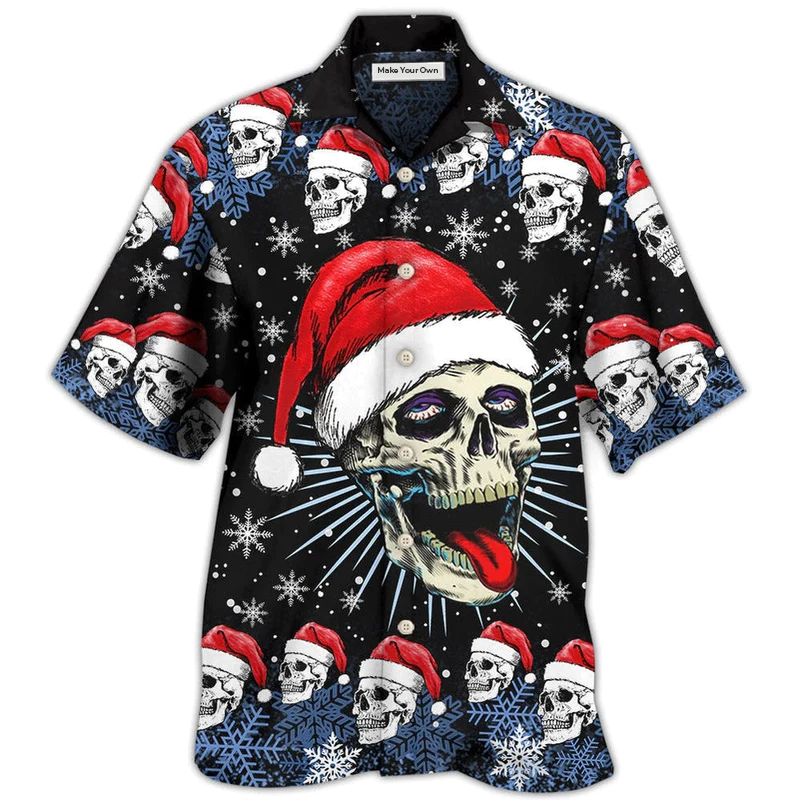 Skull Christmas On The Naughty Listand I Regret Nothing - Hawaiian Shirt - Reefox