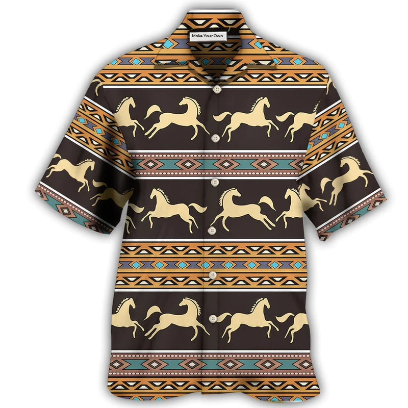 Hawaiian Shirt / Adults / S Native Style Love Peace Horse Pattern - Hawaiian Shirt - Reefox
