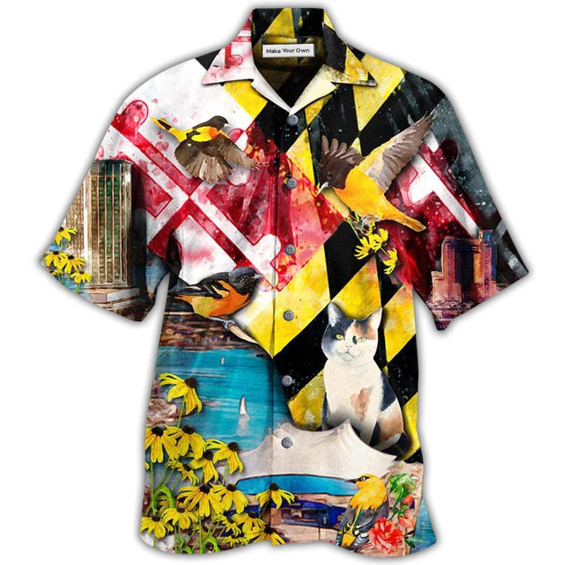 Hawaiian Shirt / Adults / S Cat Beautiful Maryland State - Hawaiian Shirt - Reefox