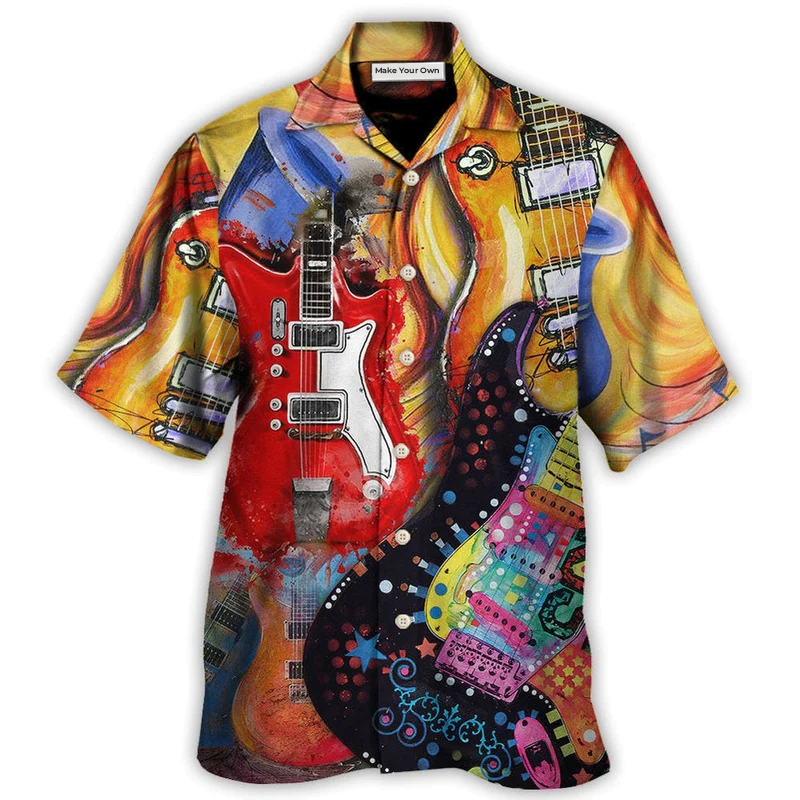 Hawaiian Shirt / Adults / S Guitar Galaxy Amazing Background Colorful - Hawaiian Shirt - Reefox