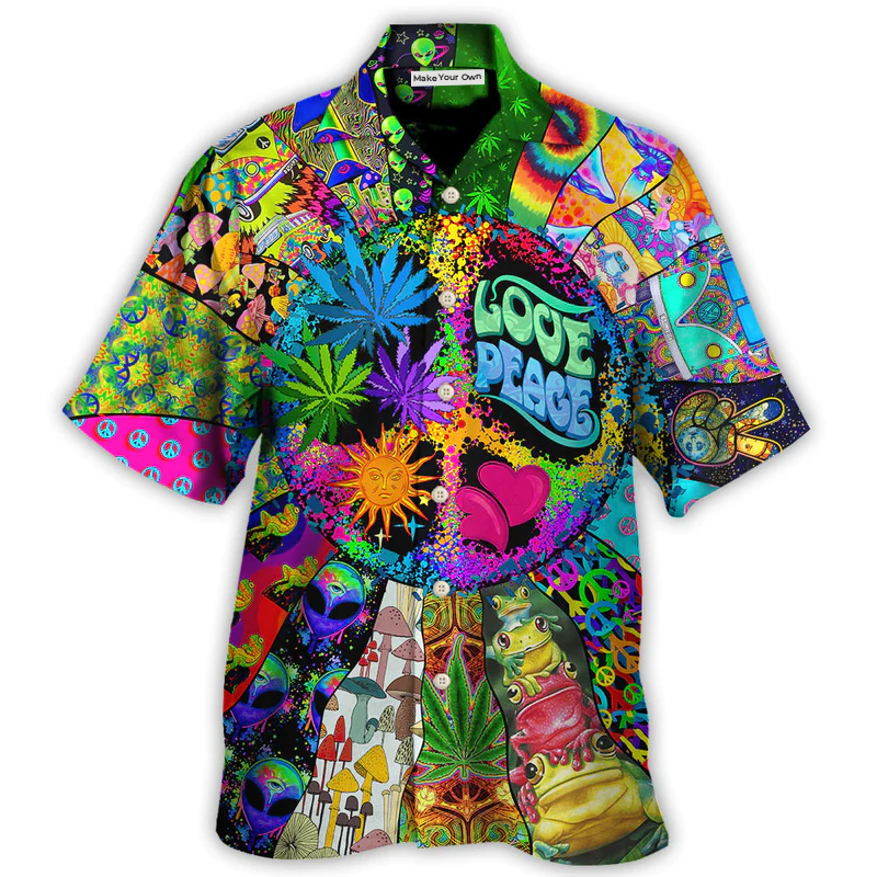 Hippie Alien Frogs Love Peace Amazing Style - Hawaiian Shirt - Reefox