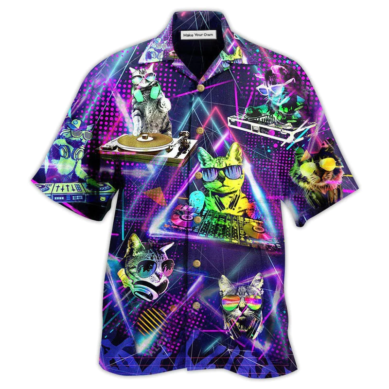 Hawaiian Shirt / Adults / S Cat So Cool DJ - Hawaiian Shirt - Reefox
