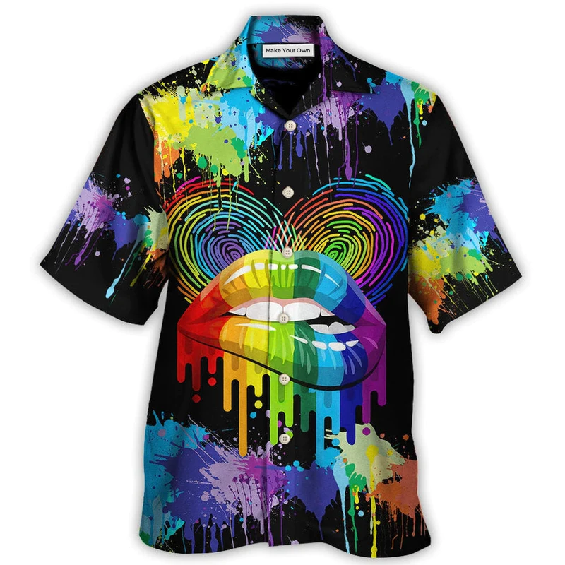 Hawaiian Shirt / Adults / S LGBT Lips The Color Of Happiness - Hawaiian Shirt - Reefox