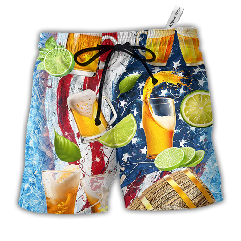 Beach Short / Adults / S Beer Independence Day - Beach Short Reefox - Owls Matrix LTD