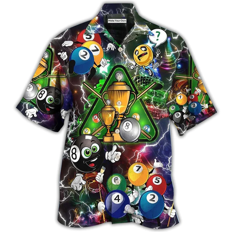 Hawaiian Shirt / Adults / S Billiard Lover Lightning Merry Christmas - Hawaiian Shirt - Reefox