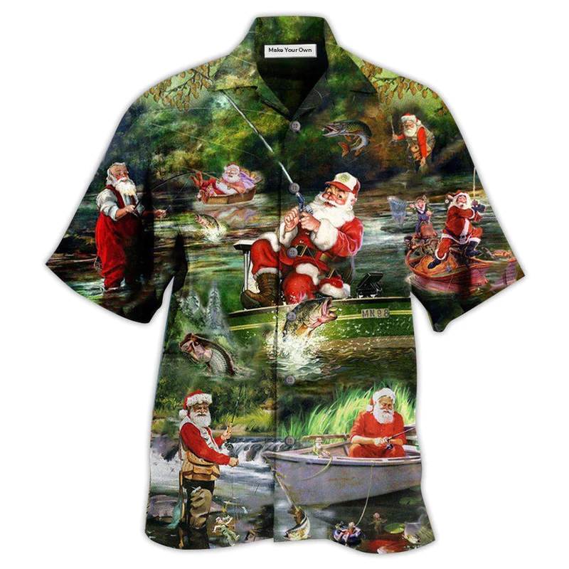 Hawaiian Shirt / Adults / S Fishing Christmas Merry Fishmasand A Happy New Reel - Hawaiian Shirt - Reefox