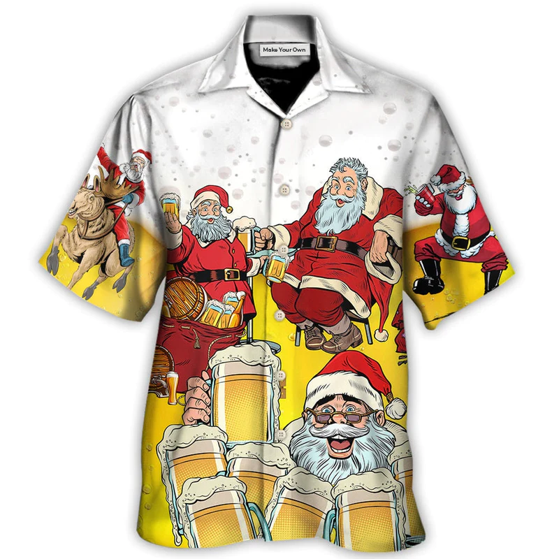 Hawaiian Shirt / Adults / S Christmas Santa I Want More Beer - Hawaiian Shirt - Reefox