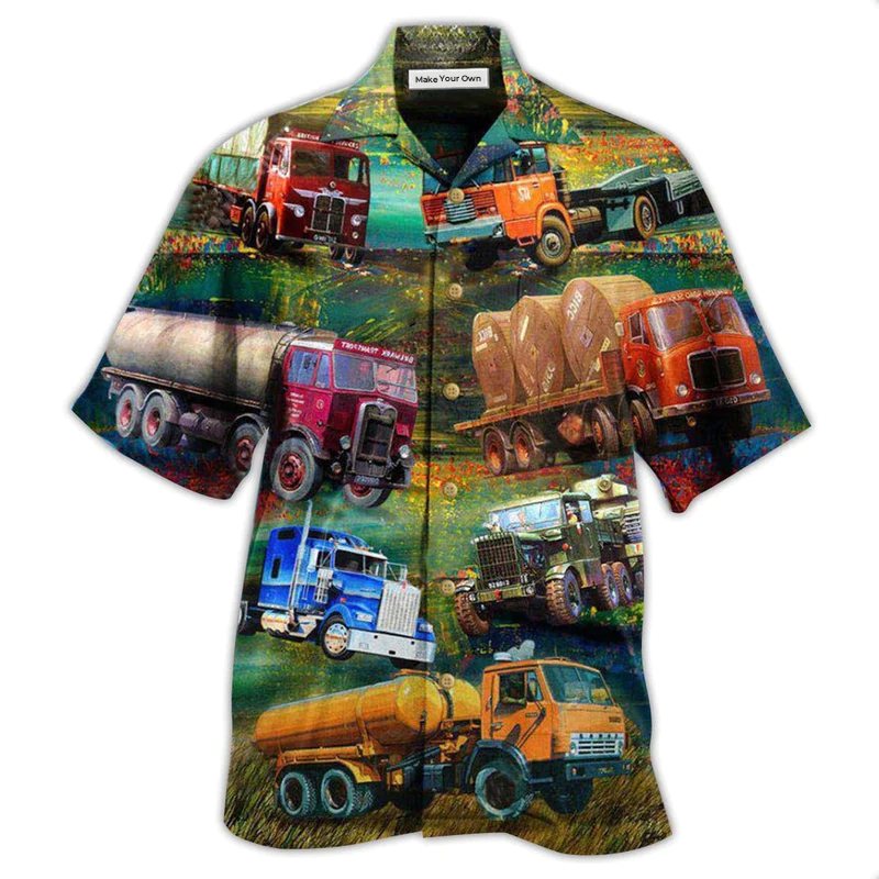 Hawaiian Shirt / Adults / S Truck Once A Trucker Always A Trucker In The Fresh Garden - Hawaiian Shirt - Reefox