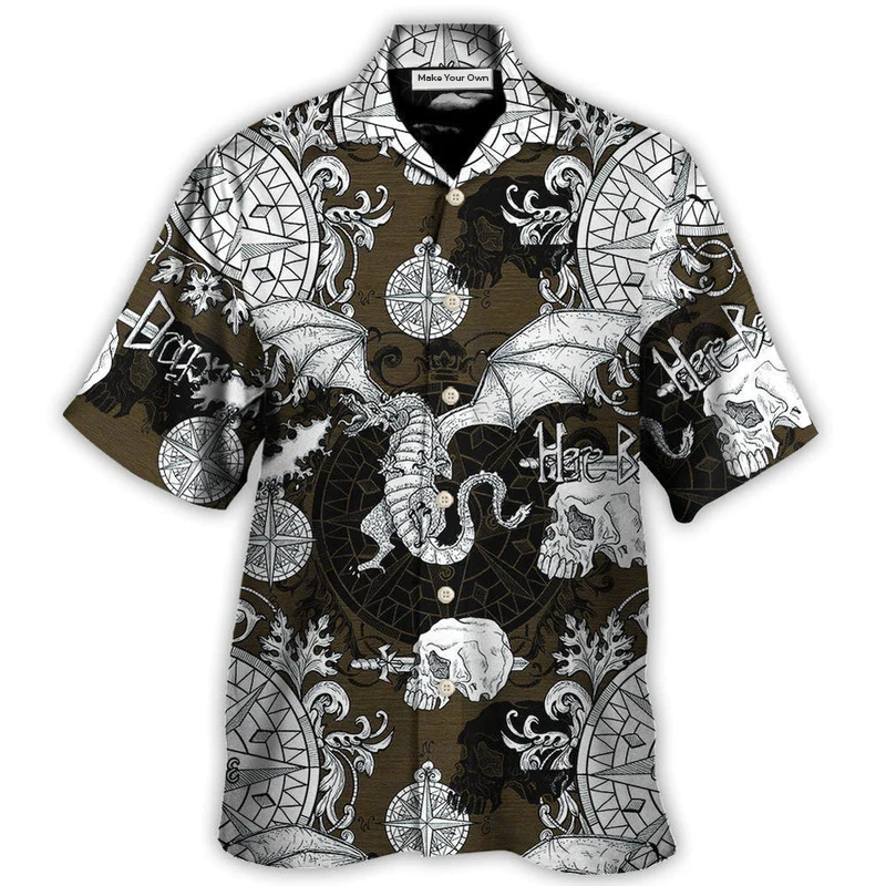 Hawaiian Shirt / Adults / S Dragon Flying With Skull Gothic Style - Hawaiian Shirt - Reefox