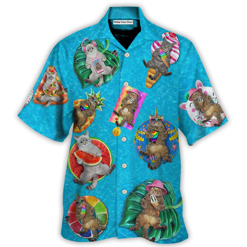 Beach - Cat Sunbathing Sunshine Good Times And Tan Lines - Hawaiian Shirt