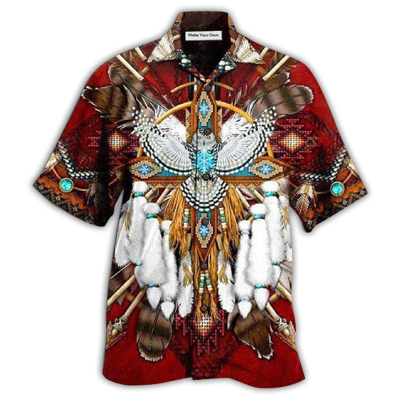 Hawaiian Shirt / Adults / S Native Dreamcatcher Sunset Red - Hawaiian Shirt - Reefox