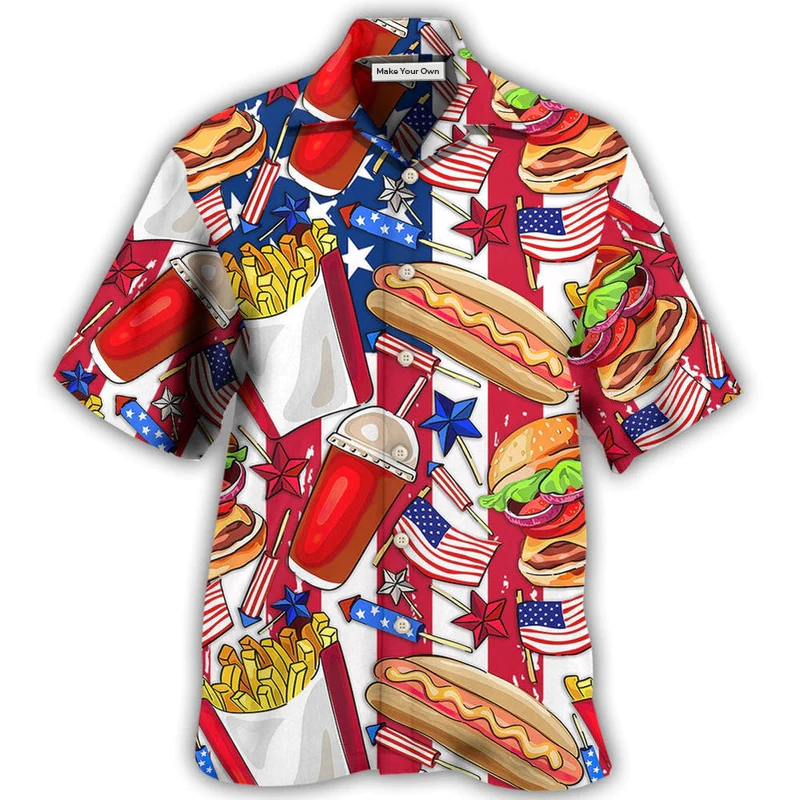 Hawaiian Shirt / Adults / S Food Independence Day Star America - Hawaiian Shirt - Reefox