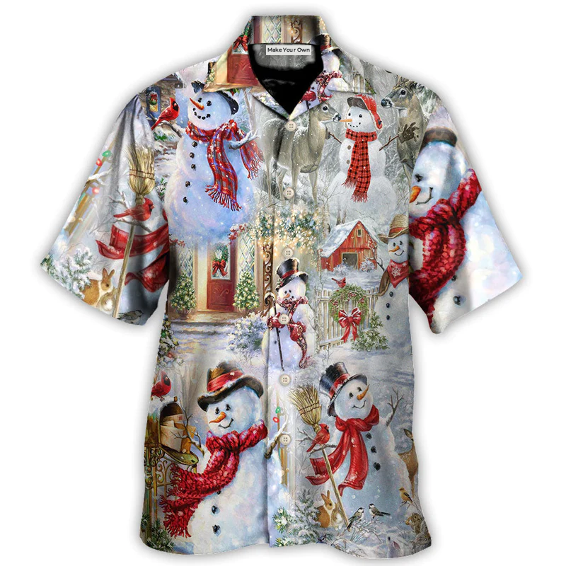 Hawaiian Shirt / Adults / S Christmas Snowman Merry Xmas - Hawaiian Shirt - Reefox