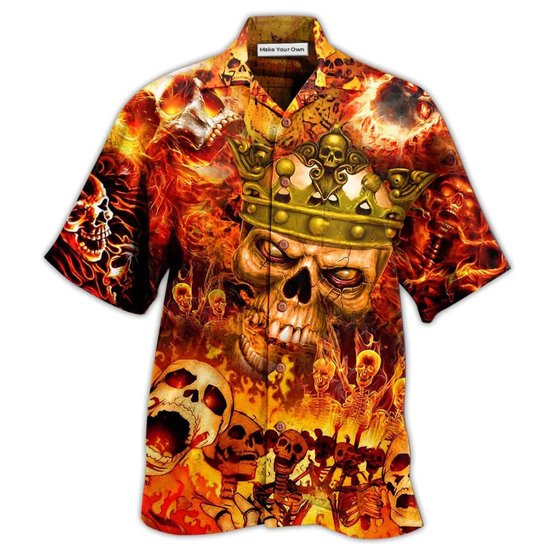 Hawaiian Shirt / Adults / S Skull King On Fire - Hawaiian Shirt - Reefox
