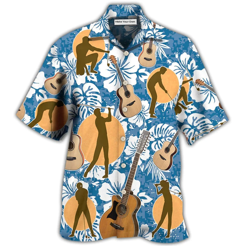 Hawaiian Shirt / Adults / S Guitar I Like Golf And Guitars - Hawaiian Shirt - Reefox