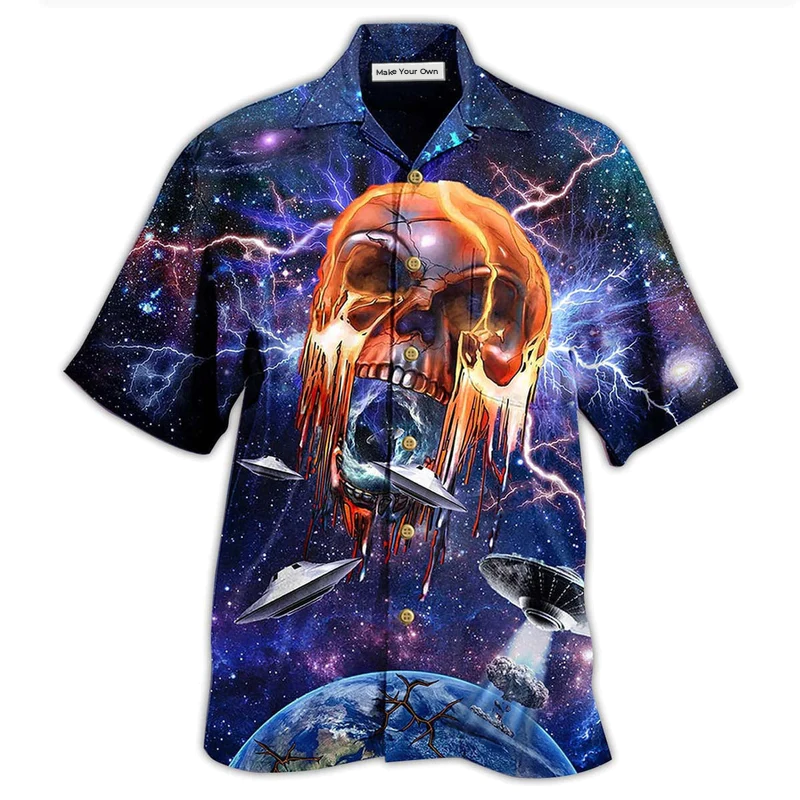 Hawaiian Shirt / Adults / S Skull Love Galaxy - Hawaiian Shirt - Reefox