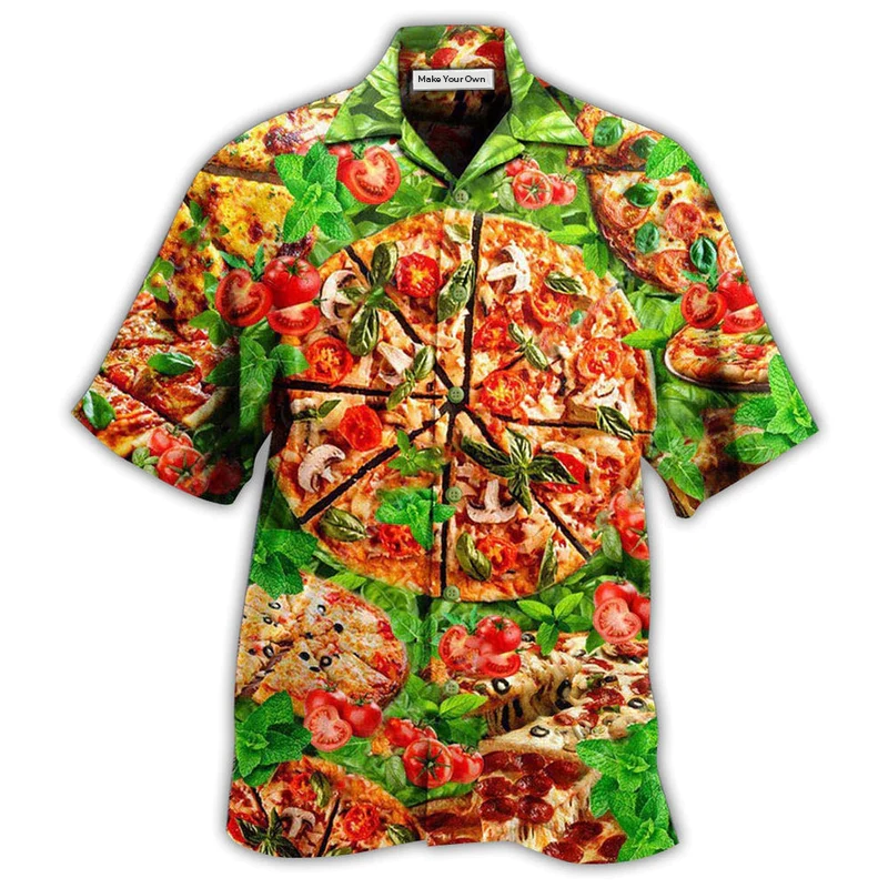 Hawaiian Shirt / Adults / S Food Delicious Pizza Love At First Bite - Hawaiian Shirt - Reefox