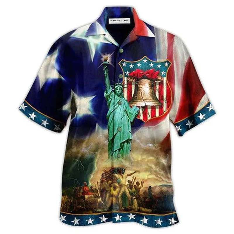Hawaiian Shirt / Adults / S America Happy Day Freedom America - Hawaiian Shirt - Reefox