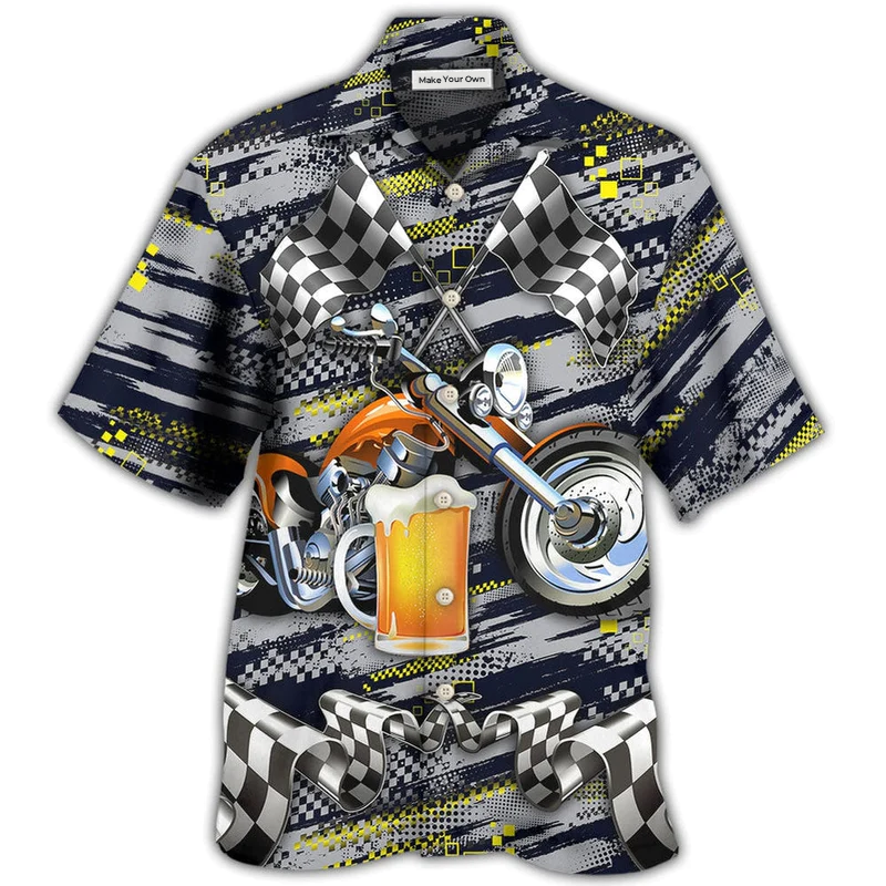 Hawaiian Shirt / Adults / S Beer I Like Beer And Motocycles And Maybe 3 People - Hawaiian Shirt - Reefox