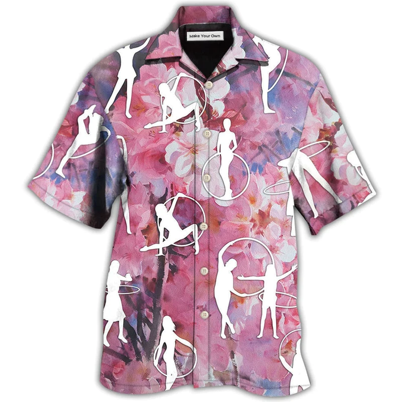 Hawaiian Shirt / Adults / S Hula Hoop Floral With Pink Color - Hawaiian Shirt - Reefox