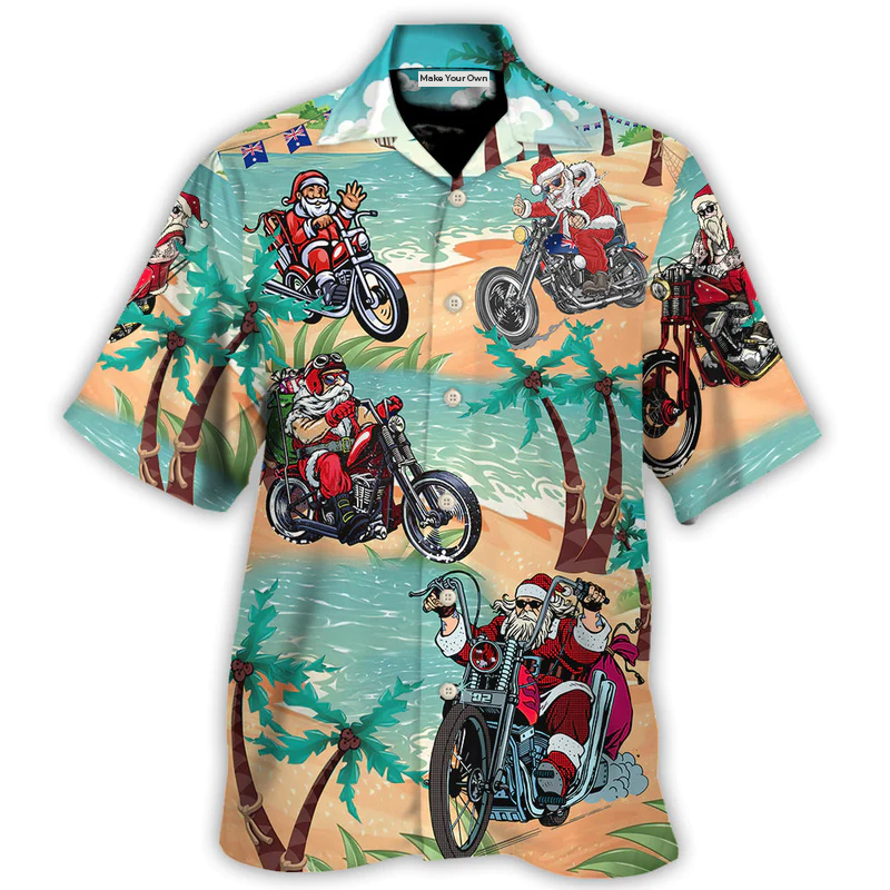 Christmas In July Driving With Santa Claus On Summer Beach - Hawaiian Shirt
