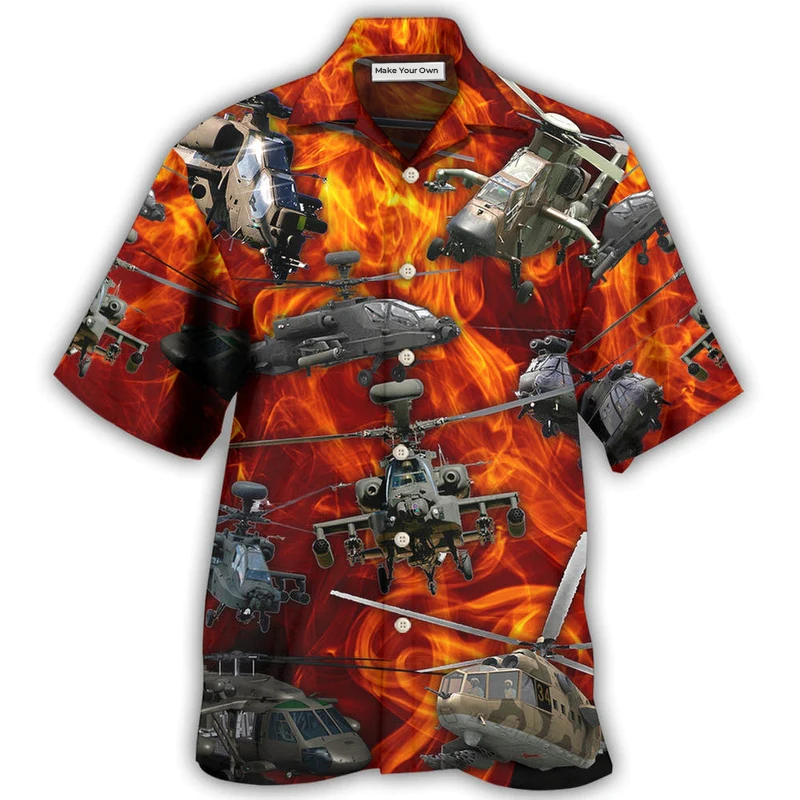 Hawaiian Shirt / Adults / S Helicopter On Fire - Hawaiian Shirt - Reefox