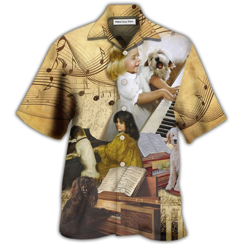 Hawaiian Shirt / Adults / S Piano I Like Piano And Dogs - Hawaiian Shirt - Reefox