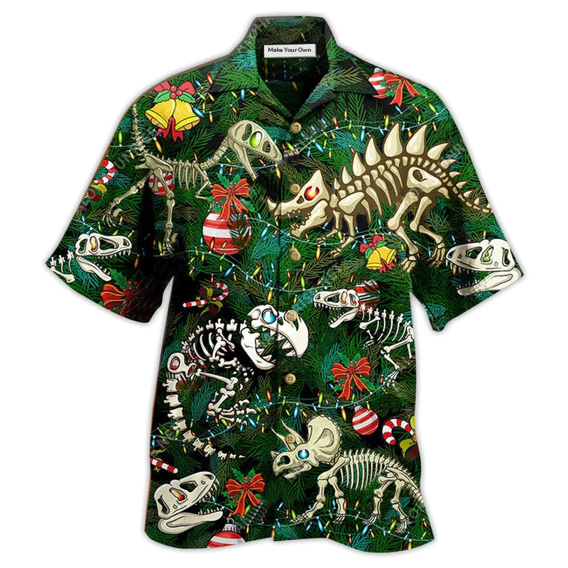 Hawaiian Shirt / Adults / S Dinosaur Dear Santa I Am A Dinosaur Christmas - Hawaiian Shirt - Reefox