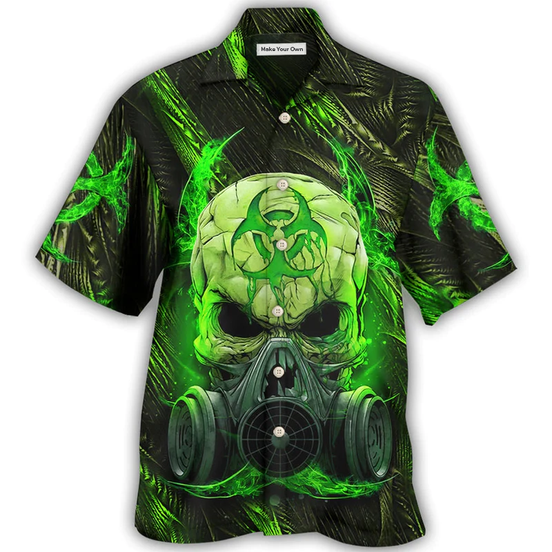 Hawaiian Shirt / Adults / S Skull Mask Green Lighting - Hawaiian Shirt - Reefox