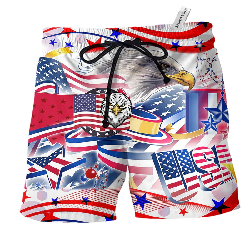Beach Short / Adults / S America Eagle Amazing Day - Beach Short Reefox - Owls Matrix LTD