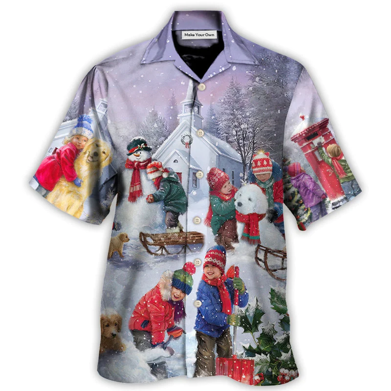 Christmas Children Love Christmas Chilling With Homie Art Style - Hawaiian Shirt - Reefox