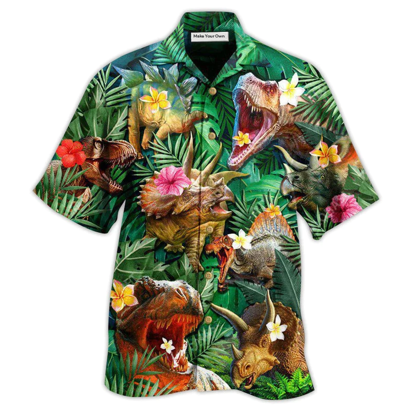 Hawaiian Shirt / Adults / S Dinosaur Aloha Style Tropical Floral - Hawaiian Shirt - Reefox
