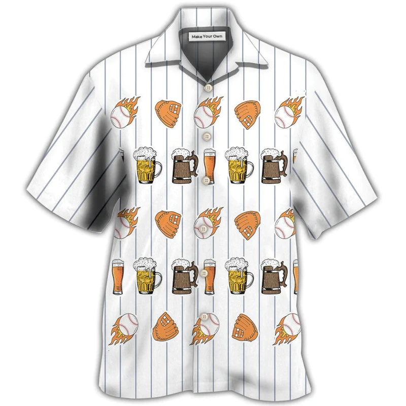 Hawaiian Shirt / Adults / S Beer I Like Beer And Baseball And Maybe 3 People - Hawaiian Shirt - Reefox