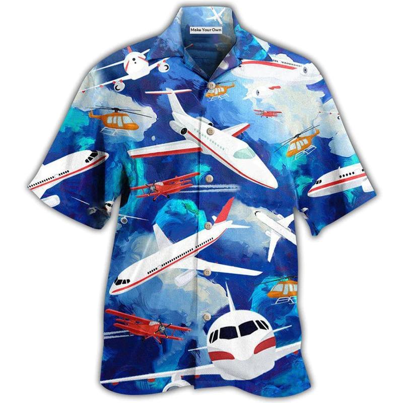 Hawaiian Shirt / Adults / S Airplane Life Is Simple Eat Sleep Fly In Sky - Hawaiian Shirt - Reefox