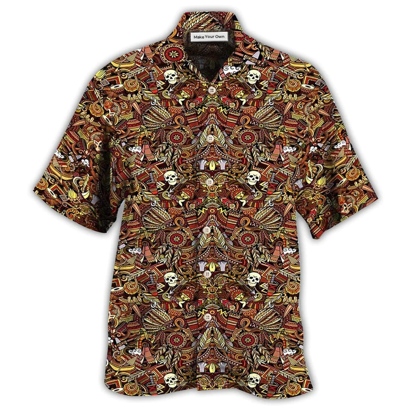Hawaiian Shirt / Adults / S Native Skull Pattern Cool - Hawaiian Shirt - Reefox