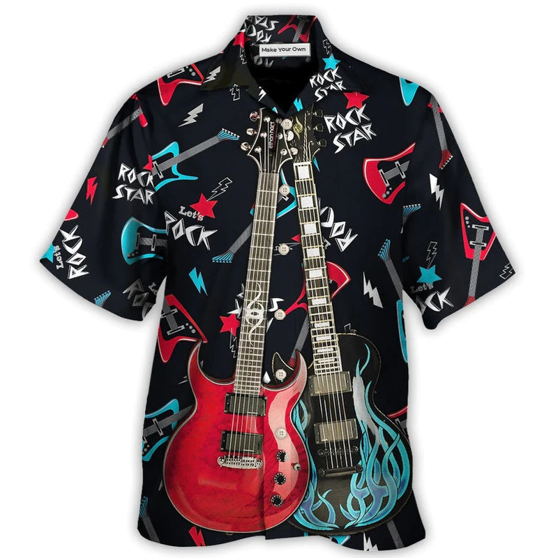 Hawaiian Shirt / Adults / S Guitar All I Need Is Playing Music - Hawaiian Shirt - Reefox