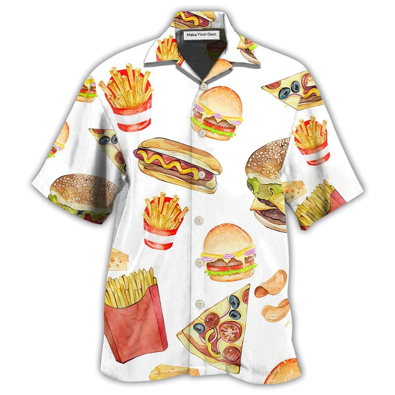 Hawaiian Shirt / Adults / S Food Fast Food White Style - Hawaiian Shirt - Reefox