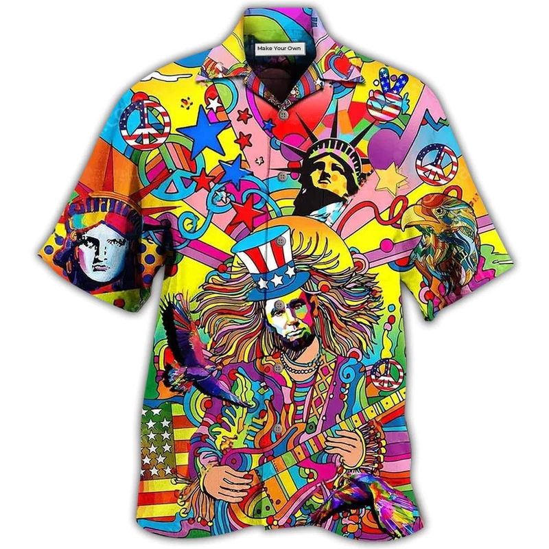 Hawaiian Shirt / Adults / S Hippie America Colorfull Style - Hawaiian Shirt - Reefox