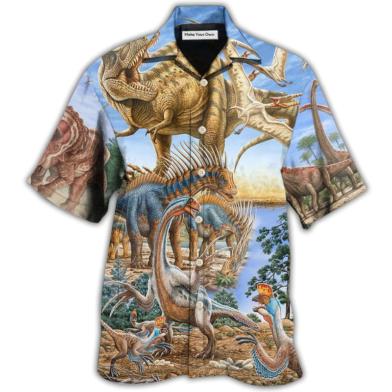 Hawaiian Shirt / Adults / S Dinosaur World Art - Hawaiian Shirt - Reefox